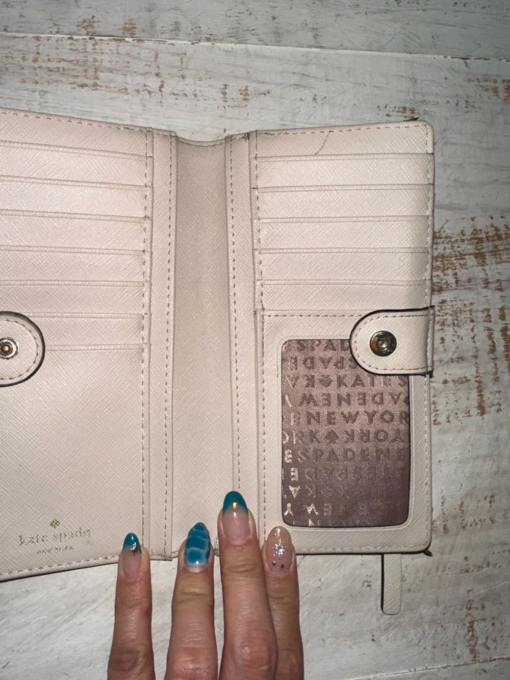 kate spade Two-Tone Cream and Beige Long Wallet